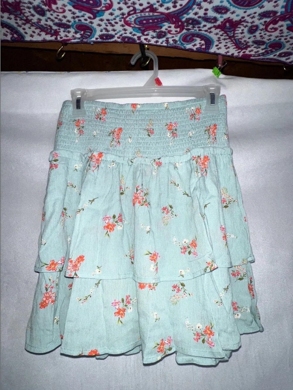 NWT Gypsy & Jade Medium Skirt Waist 14-22” Tiered Floral Mint Skirt